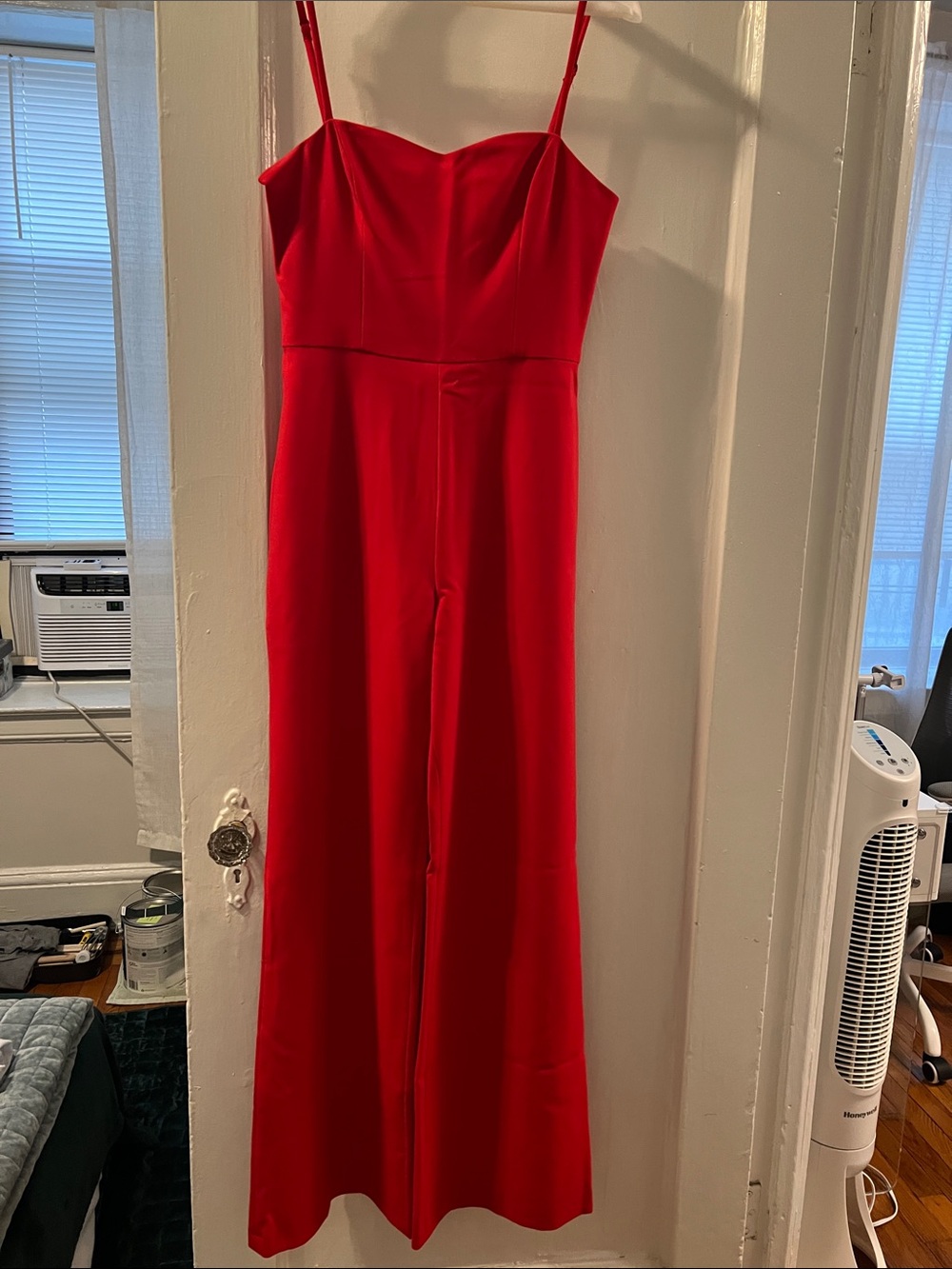 French Connection Red Spaghetti-Strap Wide-Leg Jumpsuit. Worn once to a wedding!